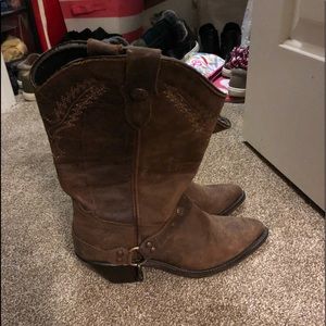 Cowboy Boots, Authentic Leather, Brown, Size 7